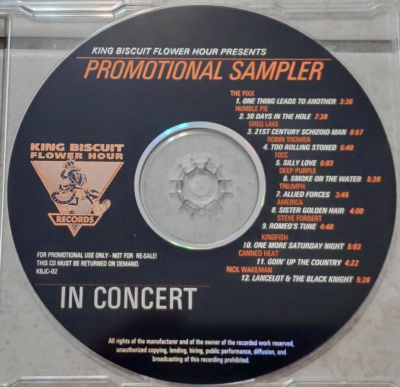 King Biscuit Flower Hour In Concert Promo Sampler CD Deep Purple