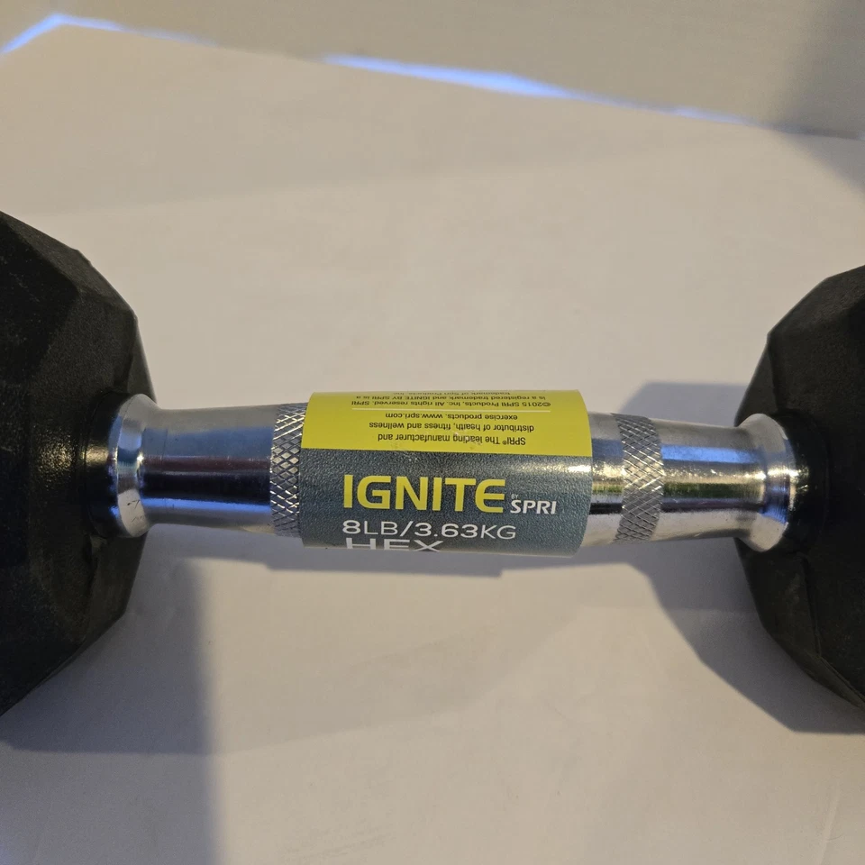 Nueva mancuerna Ignite by SPRI cromada 8 lb peso hexagonal durabilidad profesional Foto 3 de 4