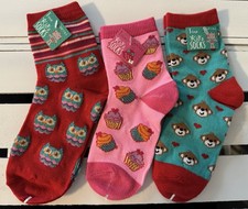 NWT 3 pairs kids Valentine's Day Socks size 7-8.5 Monkeys, Owls,  Cupcakes