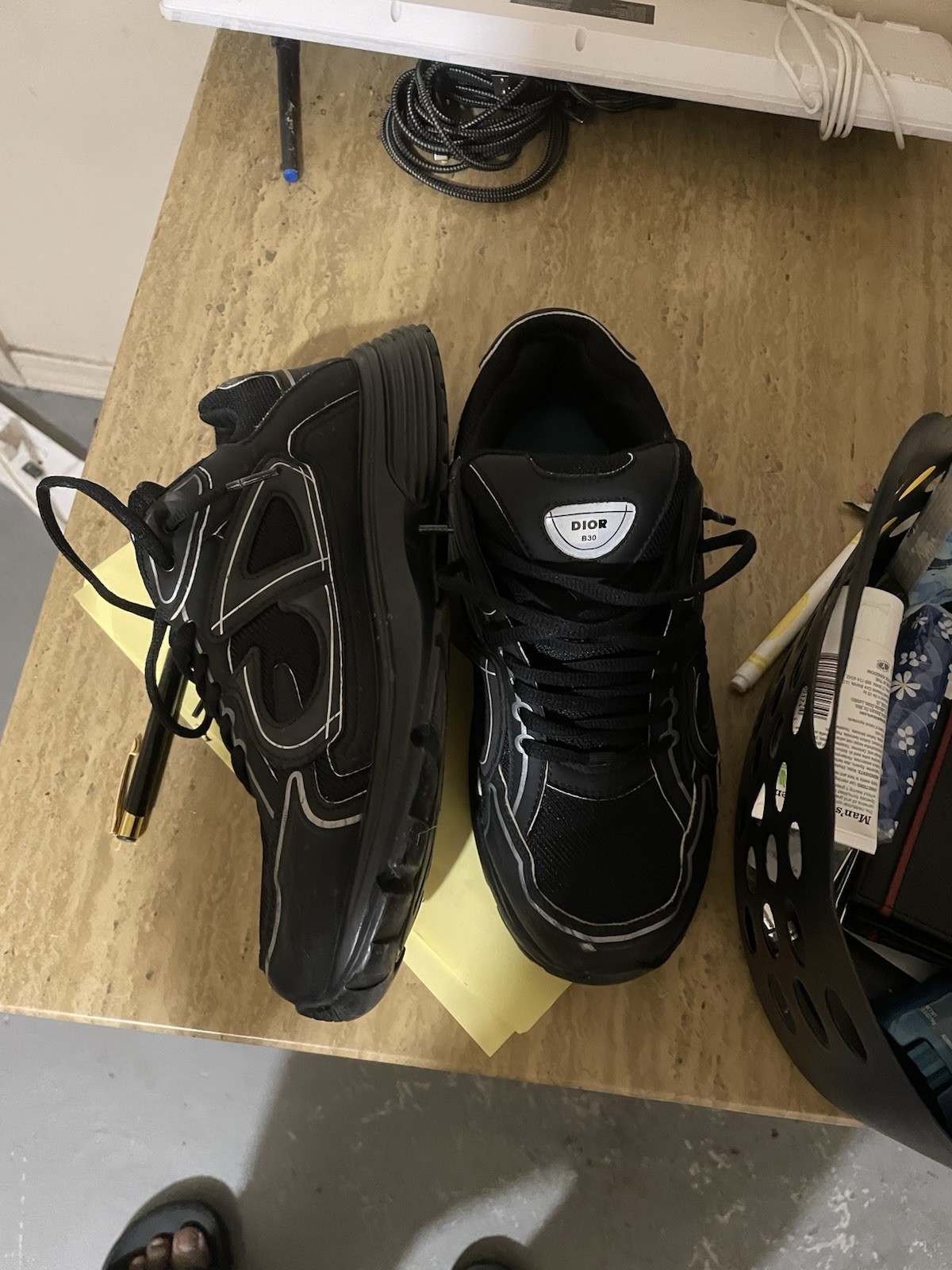 Dior B30 Black Solid Pattern Lace Up Low Top Athl… - image 4