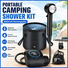 Portable Camping Shower Kit 8000mAh Rechargeable Pump with 20L Bucket Outdoor