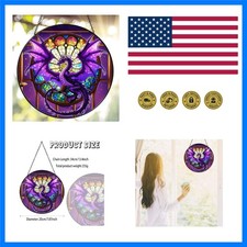 Purple Dragon Stained Glass Window Hanging Dragons SunCatcher Dragon Lovers G...