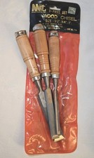 Vintage MIT 3 Pcs Wood Chisel Set Sz 1/2", 3/4", 1". Read