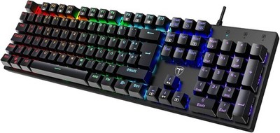 RisoPhy Mechanische Gaming-Tastatur, RGB 104 Tasten, ultraschlanke LED-Hintergru