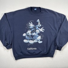 Vintage Disneyland California Sweatshirt Mens Large Blue Mickey Mouse Donald