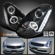 Black Fits 2005-2006 Infiniti G35 4dr Led Halo Projector Headlights Leftright Black Fits 2005-2006 Infiniti G35 4dr Led Halo Projector Headlights Leftright