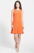 Vince Camuto Chiffon Yoke Ruffle Hem Dress Sz 4 Orange