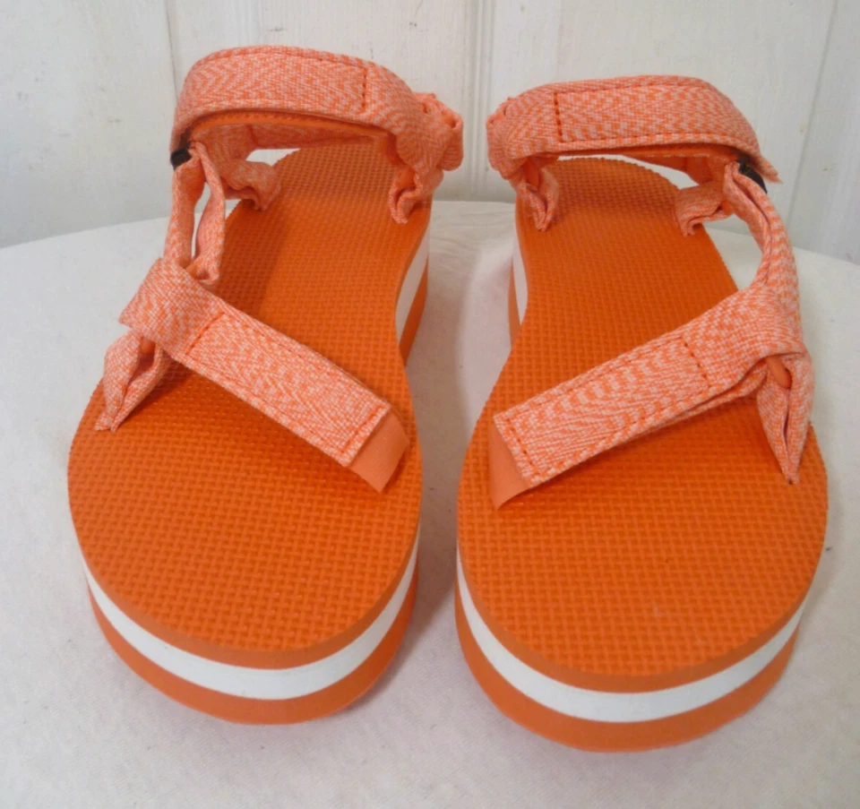 TEVA Sandalias Plataforma Plana NARANJA/CORAL Y BLANCO Zapatos Universales 1008844 talla 8 Foto 3 de 4