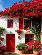 Round 5D Diamond Painting Kits for Adults,Red Flowers Diamond Art Kits for Adult