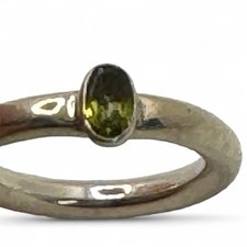 Sterling Silver Peridot Stacking Ring Vintage Round Ring Great Gift Christmas