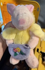 Disney Piglet Dressed As A Duck Plush Holding Purple Basket 8"