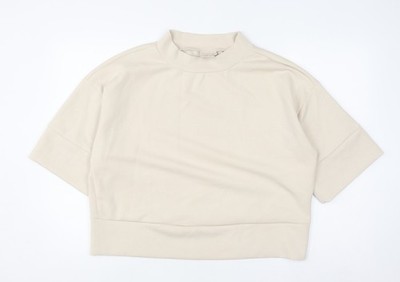 Peppercorn Damen Beige Mock Neck Kurzarm Jersey Top M