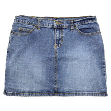 Vintage 00s Y2K 2G Modern Urban Jeanswear Med Wash Denim Mini Skirt L 30x13.5"