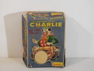 Vintage Alps Japan Charlie The Drumming Clown Cragstan #774 Tin Toy w/ Box
