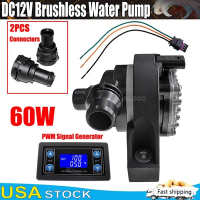 #ad High Flow DC 12V 60W Brushless Engine Cooling Water Pump W PWM Signal Generator $59.99