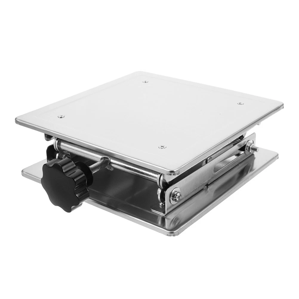 Mesa elevadora plateada con soporte de laboratorio de acero inoxidable ajustable manual
