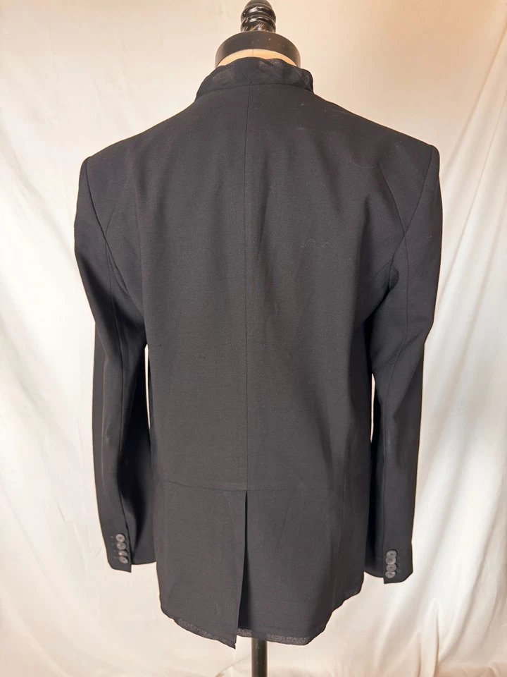 Blazer Helmut Lang Talla 8 Negro Un Botón Lana Borde Retorcido Forrado Chaqueta Foto 3 de 4