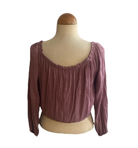 Aeropostale Peasant Shirt Gauze Mauve Boho Elastic Waist 3/4 Sleeve SZ M - Bild 3 von 5