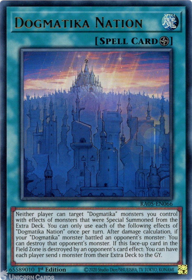 RA05-EN066 Dogmatika Nation : Ultra Rare 1st Edition Mint YuGiOh Card