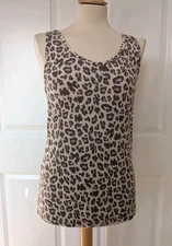 HUSH LEOPARD PRINT JERSEY VEST T SHIRT TOP SIZE XS EXCELLENT CONDITION