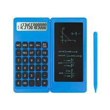 Blue Desktop Calculator with Writing Notepad Basic 4-Function Math Calc