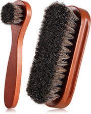 Cepillos Zapatos 2 Piezas Crin Caballo Pulido Cuero Gamuza Limpieza Kit Pro