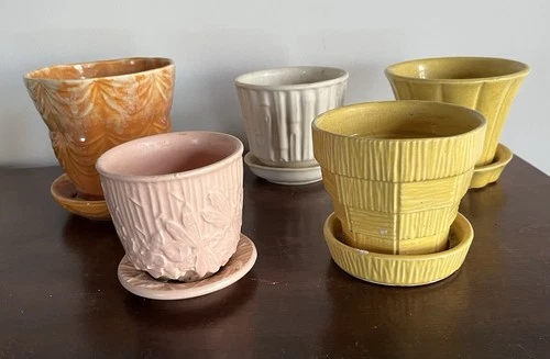 5 McCoy Art Pottery Flower Pots