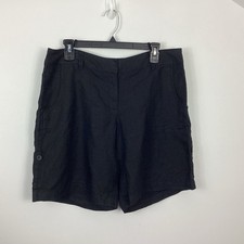 Eileen Fisher Organic Linen Flat Front Roll Cuff Shorts Size Small