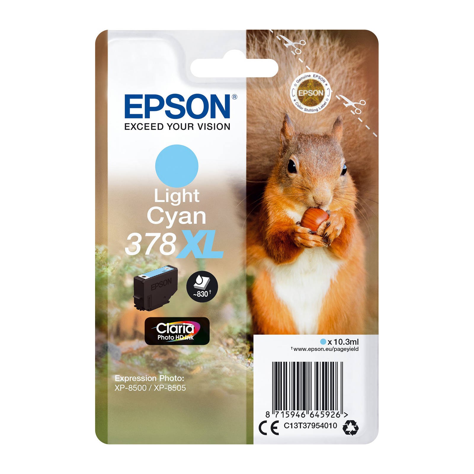 Epson Squirrel Singlepack Light Cyan 378XL Claria Photo HD Ink - Image 4
