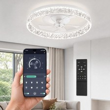20'' Low Profile Ceiling Fan with LED Light Flush Mount Remote APP Control White