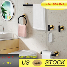 5 PCS Stainless Steel Bathroom Hardware Set Towel Bar Towel Rack Organizer