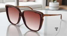 GUCCI GG0709S 005 Square Acetate Burgundy Shiny Brn Red 63 mm Women's Sunglasses