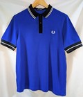 Fred Perry Contrast Panel Polo Shirt Blue Black Mod Collar Size M | eBay