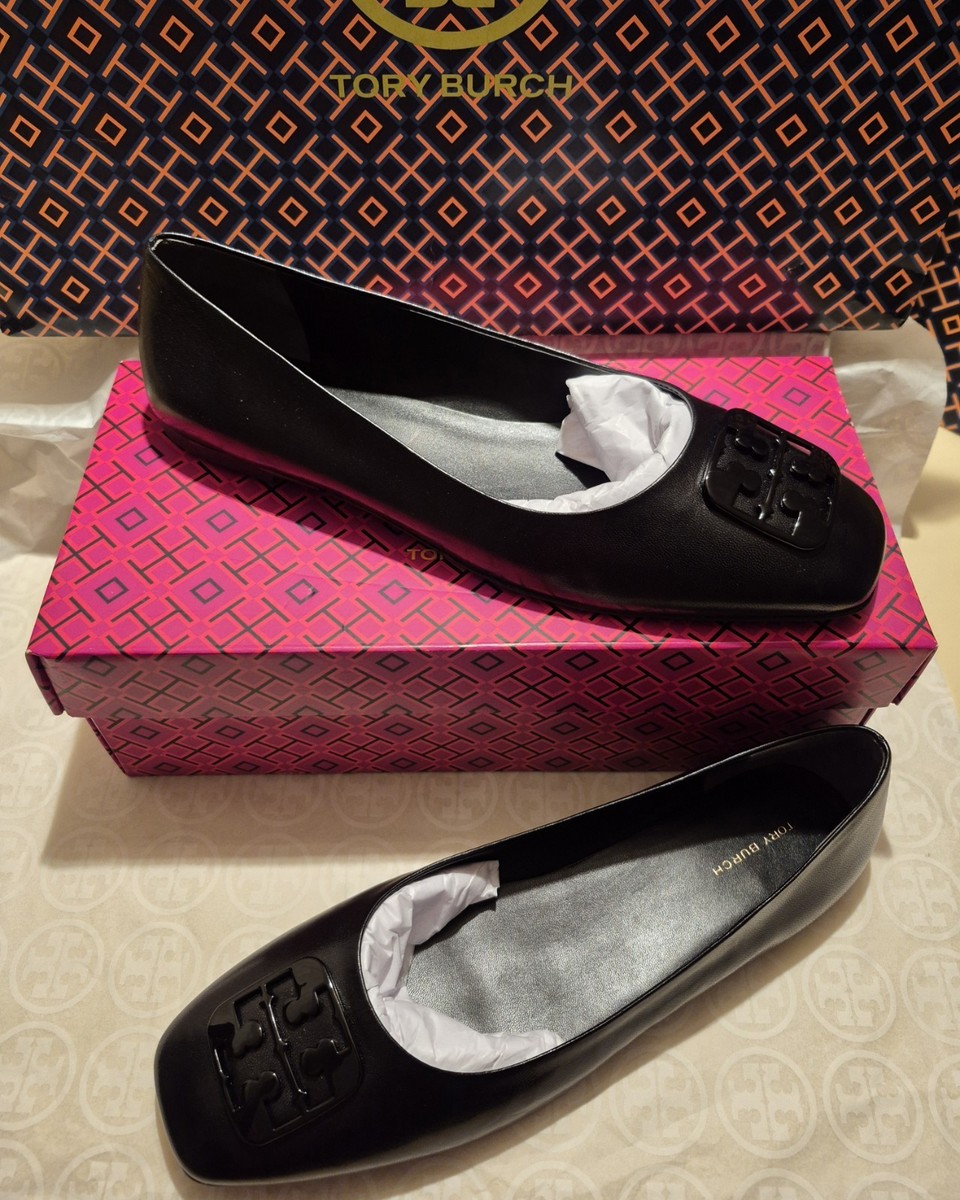 Tory Burch Georgia-Leather Ballet Flats In Perfect Black;SZ 10M