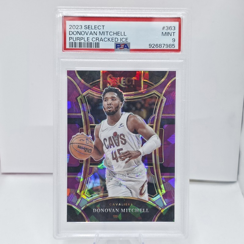 2023 Panini Select - Donovan Mitchell #363 Purple Cracked Ice 55/99 CAVS PSA 9