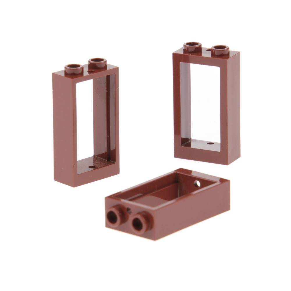 3X Lego Window Frame 1X2X3 Red Brown Without Glass House 75958 10297 60593