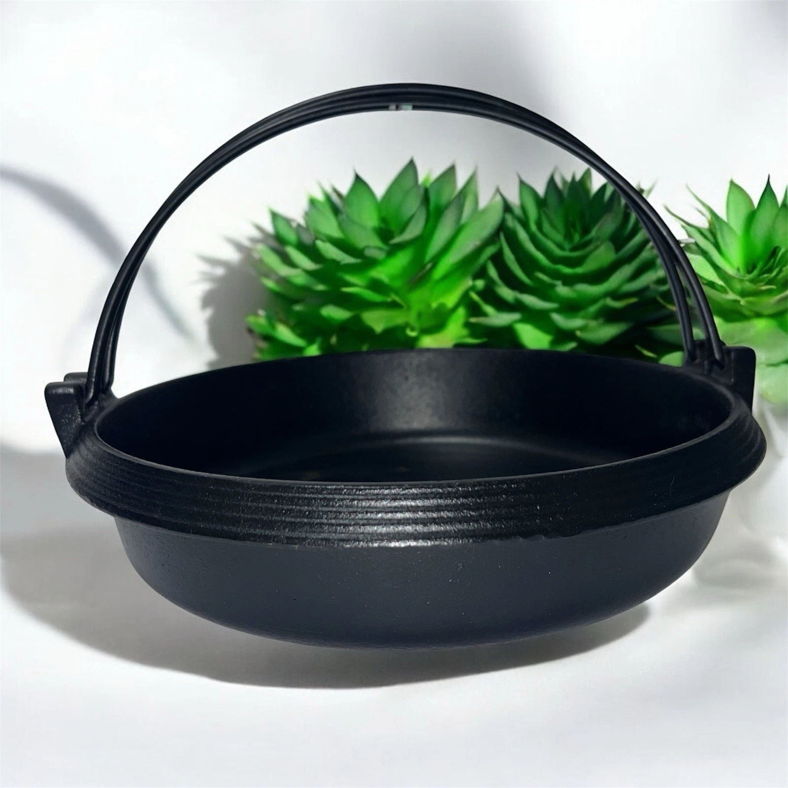 Japanese Cast Iron Hot Pot Sukiyaki Nabe Pan With Double Handles Made in Japan