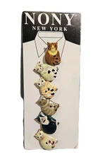 Nonny New York RATE VTG 90s CAT Funky Wooden Hand Painted Button Covers NWT