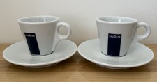 (2) Tazas y platillos de café espresso Lavazza, porcelana, hechos por taza y platillo en Portugal