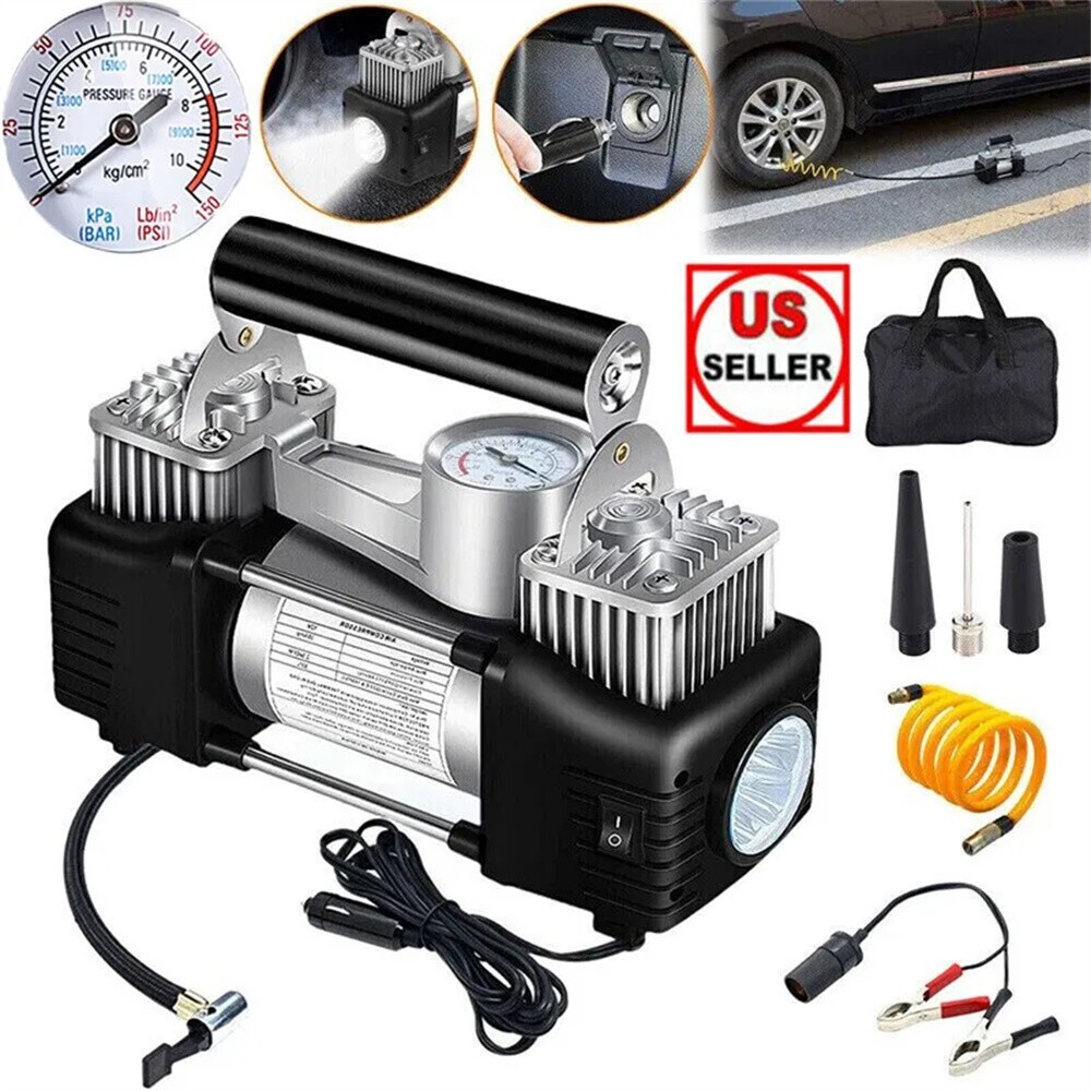 Portable Heavy Duty Air Compressor Car Tire Inflator Electric Pump Auto 12V