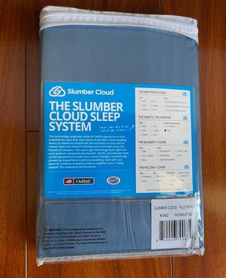 NEW Slumber Cloud Sleep System King Pillowcase Midnight Blue Outlast NASA Tech