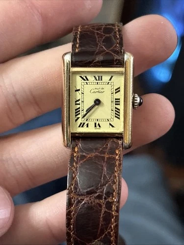 Must De Cartier Mechanical Tank Watch Cream Dial Just Serviced 28x23mm #1
