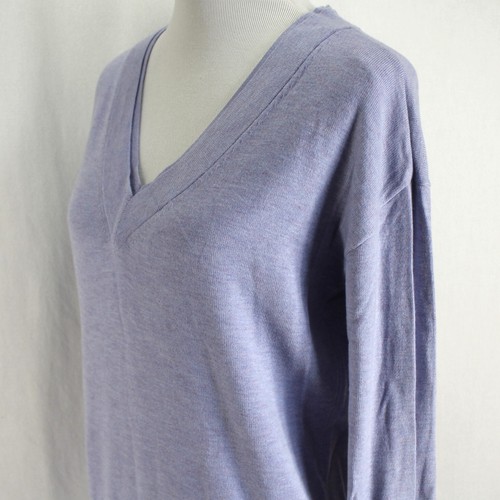 White House Black Market Sweater Womens M Purple V Neck Drop Shoulder Cashmere - Picture 4 of 7