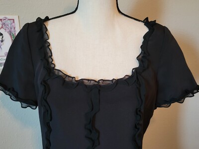Rickie Freeman Teri Jon Vintage, 100% Silk, Black Ruffle Trim Dress, Size 6 | eBay Rickie Freeman Teri Jon Vintage, 100% Silk, Black Ruffle Trim Dress, Size 6 | eBay