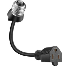 Light Socket to Plug Adapter 8.46 Inch Light Bulb E26/E27 Outlet Socket to 3 ...