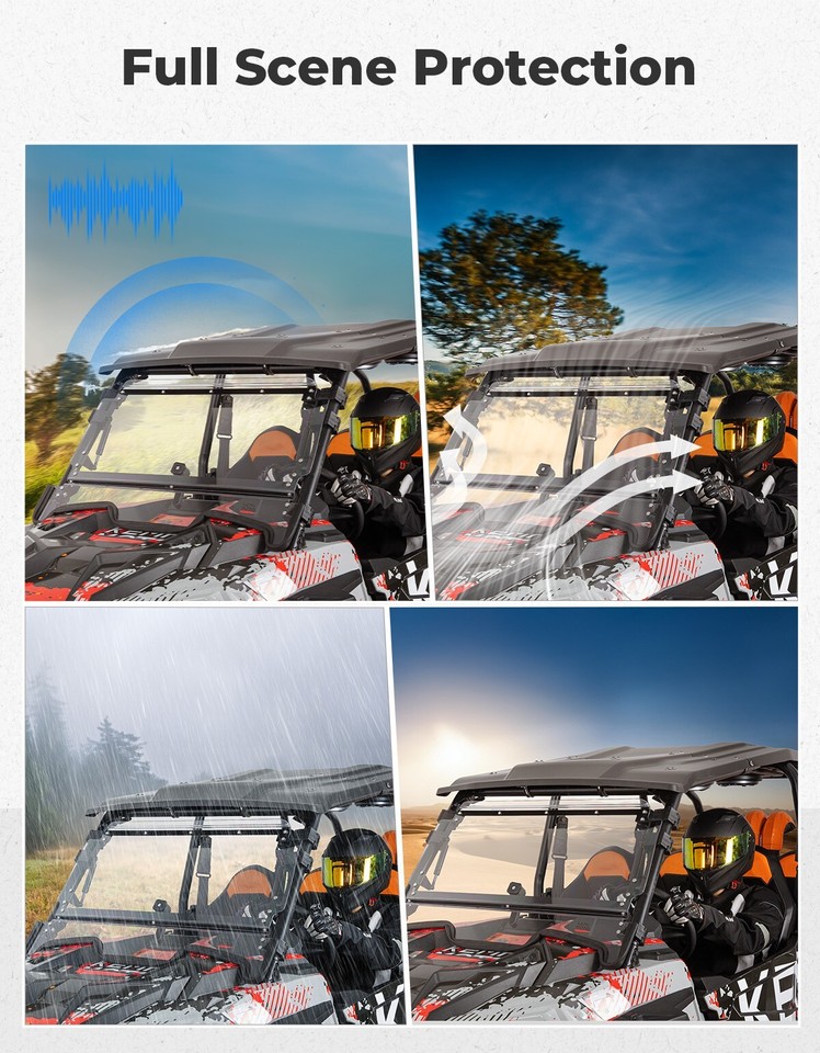 Flip Up Split Front Windshield for 2019-2023 Polaris RZR XP 1000/ 4 ...