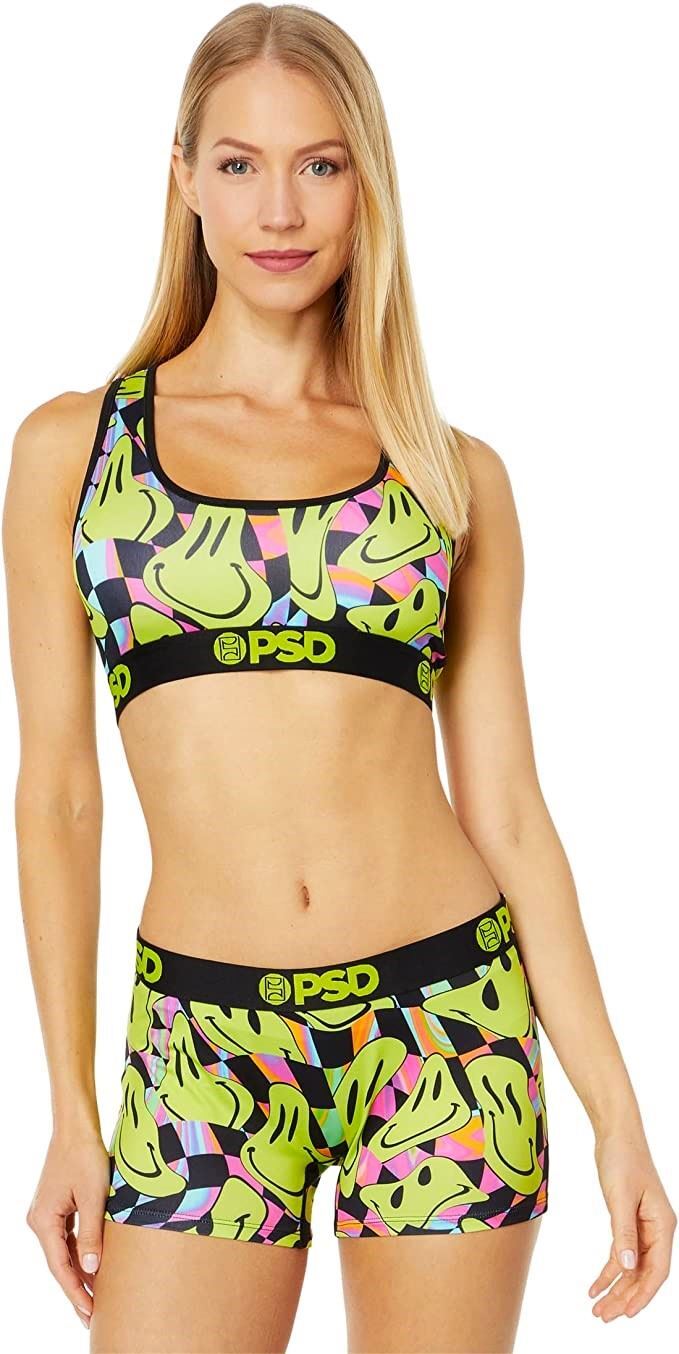 PSD Womens Psycho Smiles Sports Bra Multi-Color Activewear-image