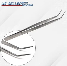 High Quality 6" Angled Tip Stainless Steel Tweezers Designed to Grasp Small Pcs