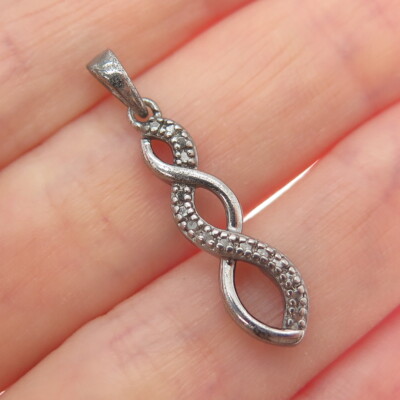 ROSS SIMONS Sterlingsilber schwarz Rhodium echter Diamant Akzent Unendlichkeit Anhänger