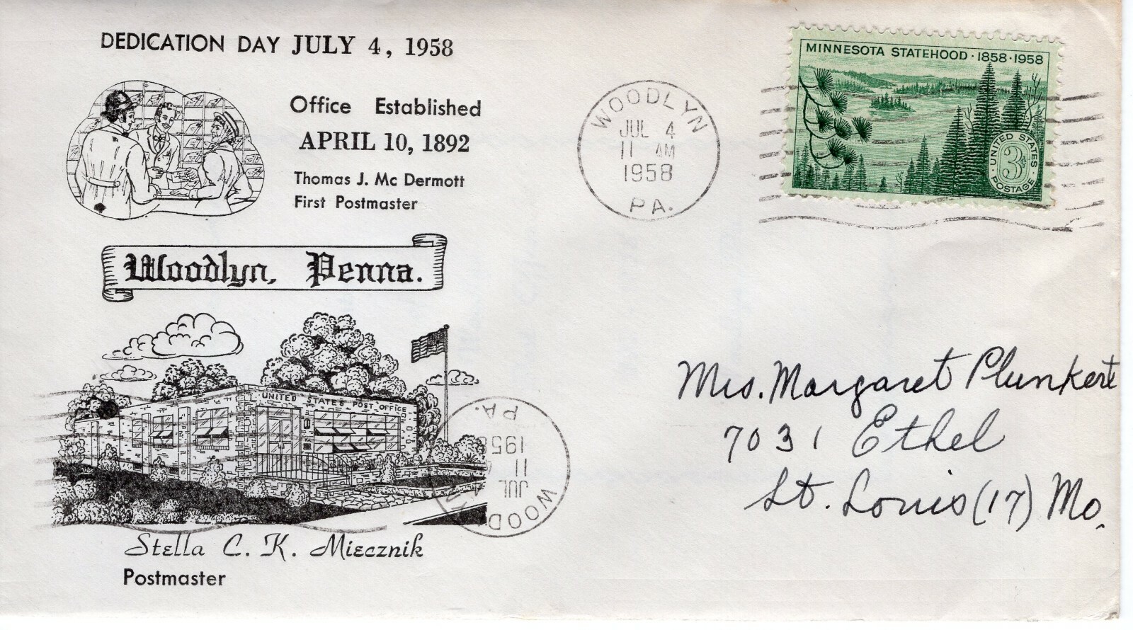 WOODLYN, PA POST OFFICE DEDICATION, WOODLYN, PA 1958 FDC9527 eBay